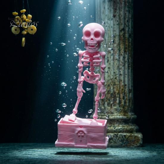 Decorazione Acquario Gamberetti Scheletro Danzante Aeratore Acquario, Ornamento Dinamico Alimentato ad Aria, Divertente Aeratore Decorazione con Giunto Flessibile con Tubo da 1m e Ventosa