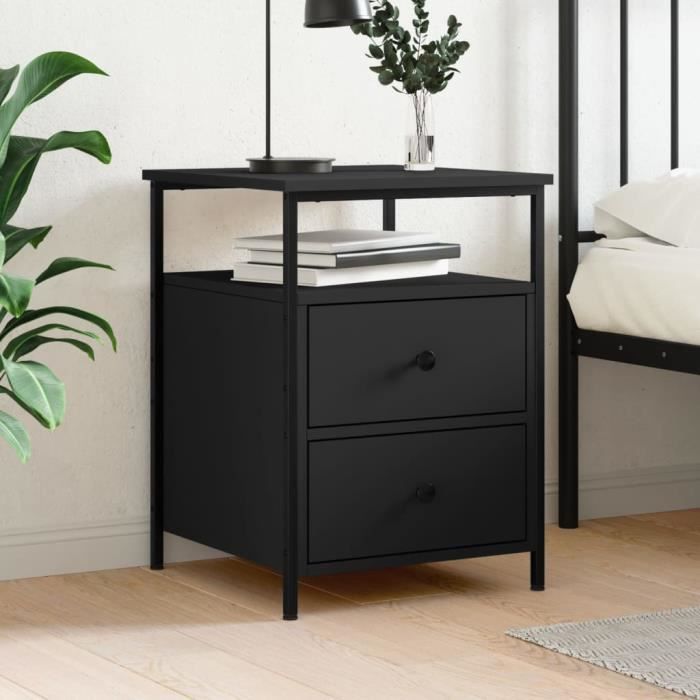 VidaXL Table de chevet noir 44x45x60 cm bois d’ingénierie 826003