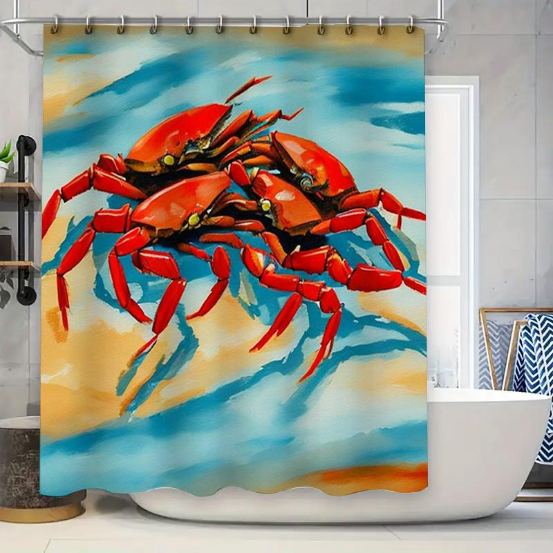 

Яркая шторка для душа с принтом краба, водонепроницаемый домашний декор для ванных комнат (Размер72x84 дюйма) 90x180cm