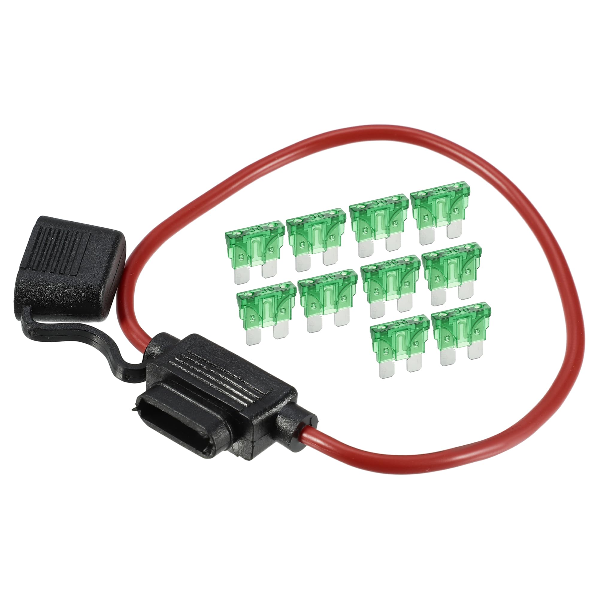 ABSOPRO Держатель предохранителя 30А Стандартный стиль Предохранитель 12 AWG Держатель предохранителя Водонепроницаемый красный