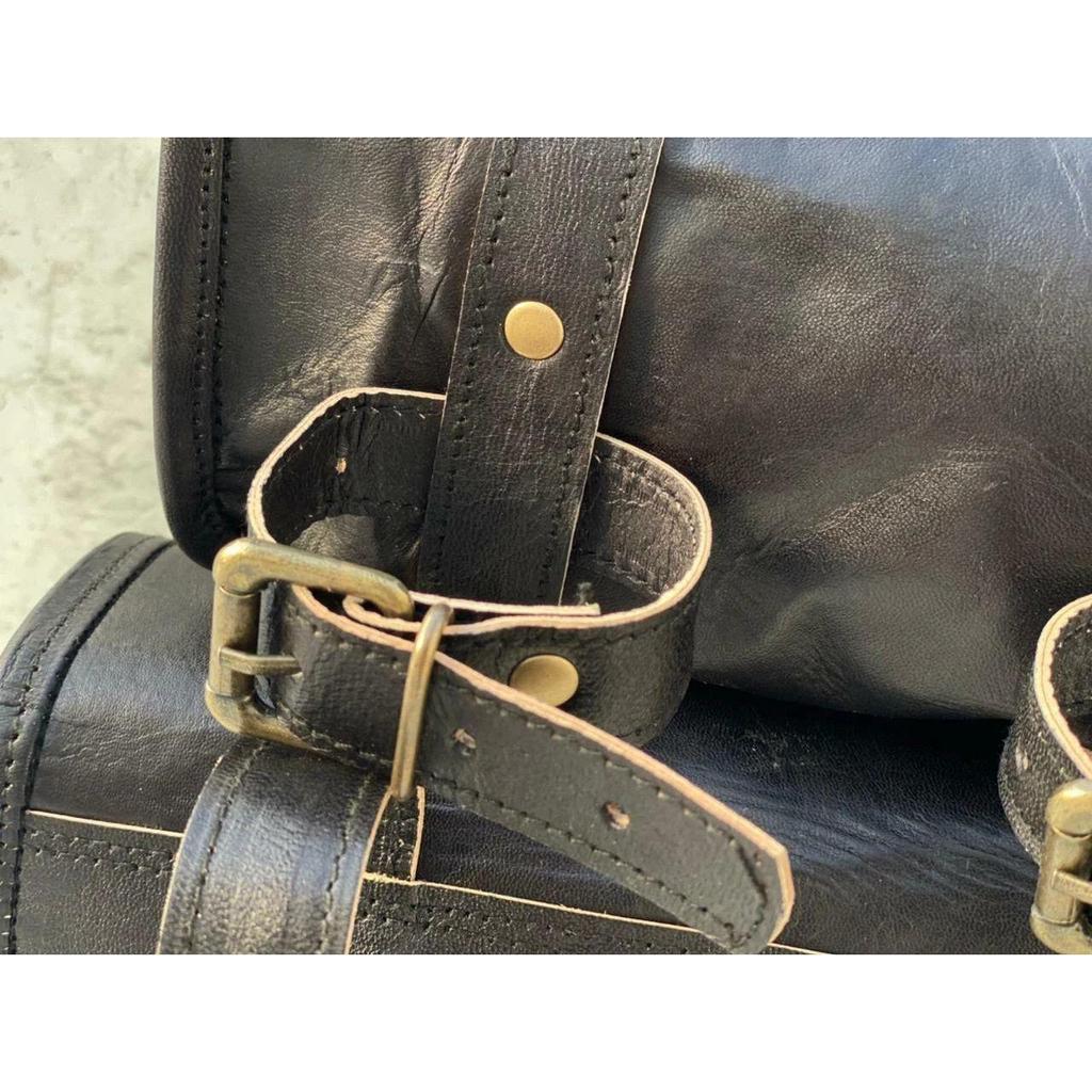 Genți de șa pentru motociclete din piele 4 husă laterală din piele neagră 4 genți combinate