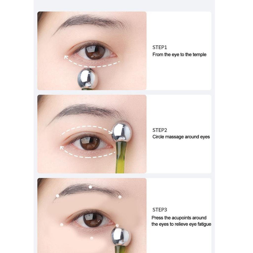 2pcs Eye Cream Applicator Zinc Alloy Roller Ball Massager Cream Scoop Eye Care Applicator Wand Stick