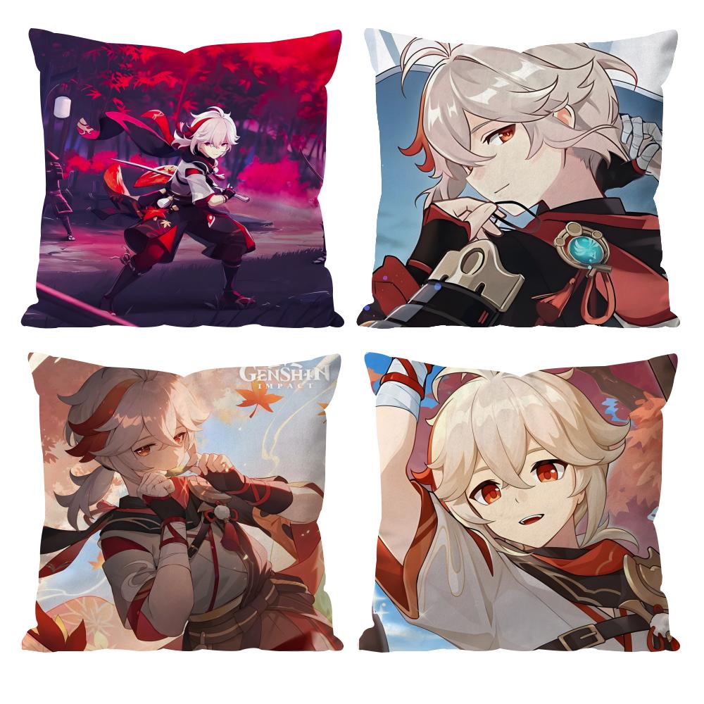 Kaedehara Kazuha Genshin Impact Cushion Cover Pattern Printed Pillowcase for Living Room Sofa Cushion Cover & Bedroom Decor