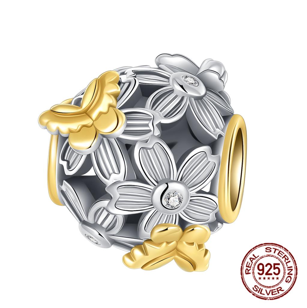 Copper Bee Jar Bee Beads Yellow Daisy Flower Pandent Charm Fit 4Mm Hole Diameter Bracelet Diy Bead Ms Jewelry Gift