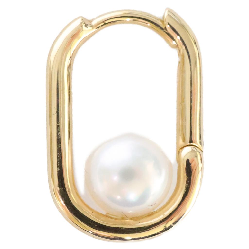 HIROTAKA [Excellent Condition] MH30GPEC K18 MANHATTAN Oblong Akoya Pearl Hoop, Single Ear Earring M Size Yellow GoldUsed