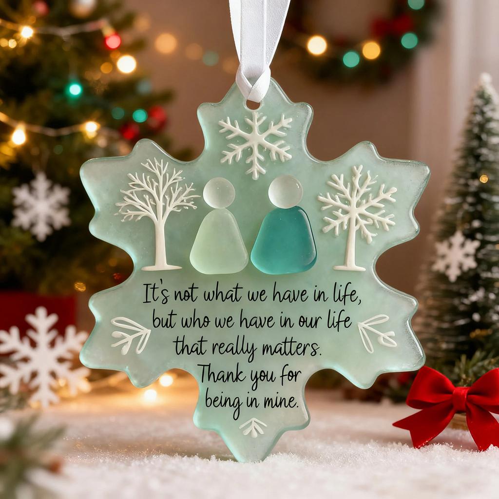 Snowflake Shaped Sea Acrylic Christmas Friendship Decoration, Without Rope