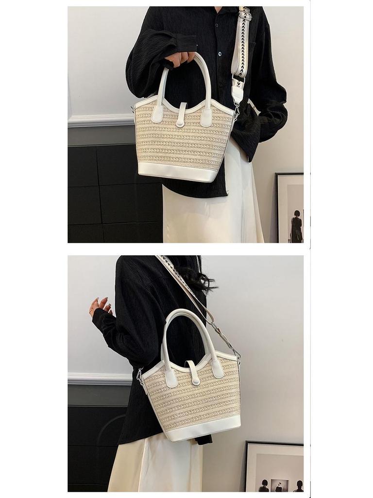 2025 Women's Large Capacity Summer Straw Bucket Shoulder Bag - Versatile Niche Design Tote
