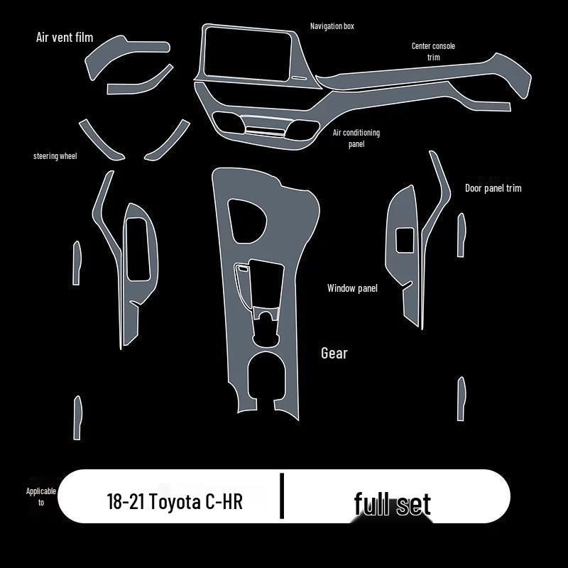 Interior Protective Film for New Toyota CHR IZOA: Center Console, Navigation, Gear Shift, Dashboard Decoration Car Accessories