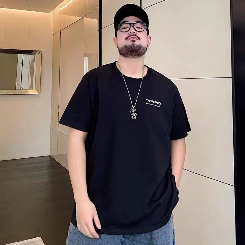 

Мужская футболка больших размеров Tide plus size, мужская свободная повседневная новая футболка с короткими рукавами, универсальная футболка с круглым вырезом и короткими рукавами с принтом L