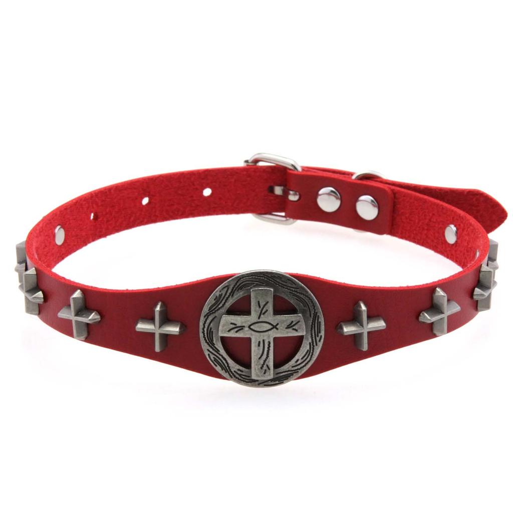 Cross PU Leather Choker, Punk Gothic Cross Hip Hop Rock Clavicle Necklace