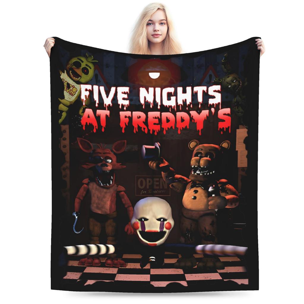 FNAF At Freddys Blanket Fleece Print Breathable Lightweight Thin Throw Blanket for Home Office Quilt
