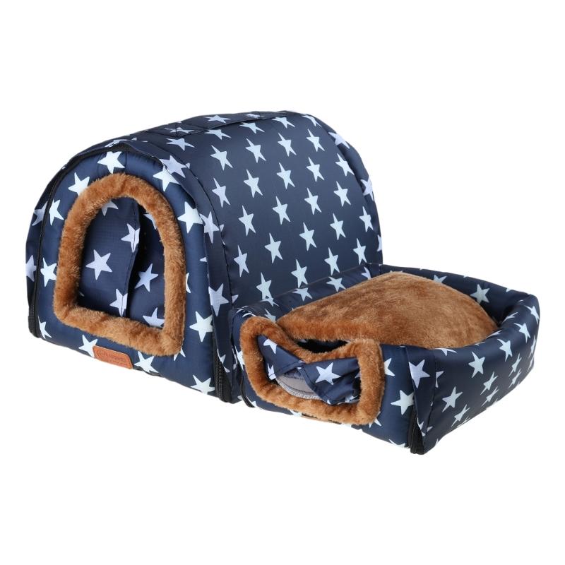 Pet Warm Bed House Soft Indoor Semi-closed Cave Tent for Cat Kitten Puppy Small Animals Pet Thicken Cushion Pad