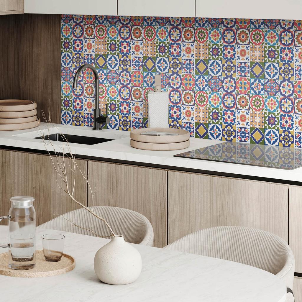 Decorative Vinyl Wall Tiles with Printed Mosaic Patterns in Squares 9x30x30 cm