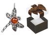 Silver Dragonfly Pendant With Amber Women's Oxidized Insect Pendant Silver