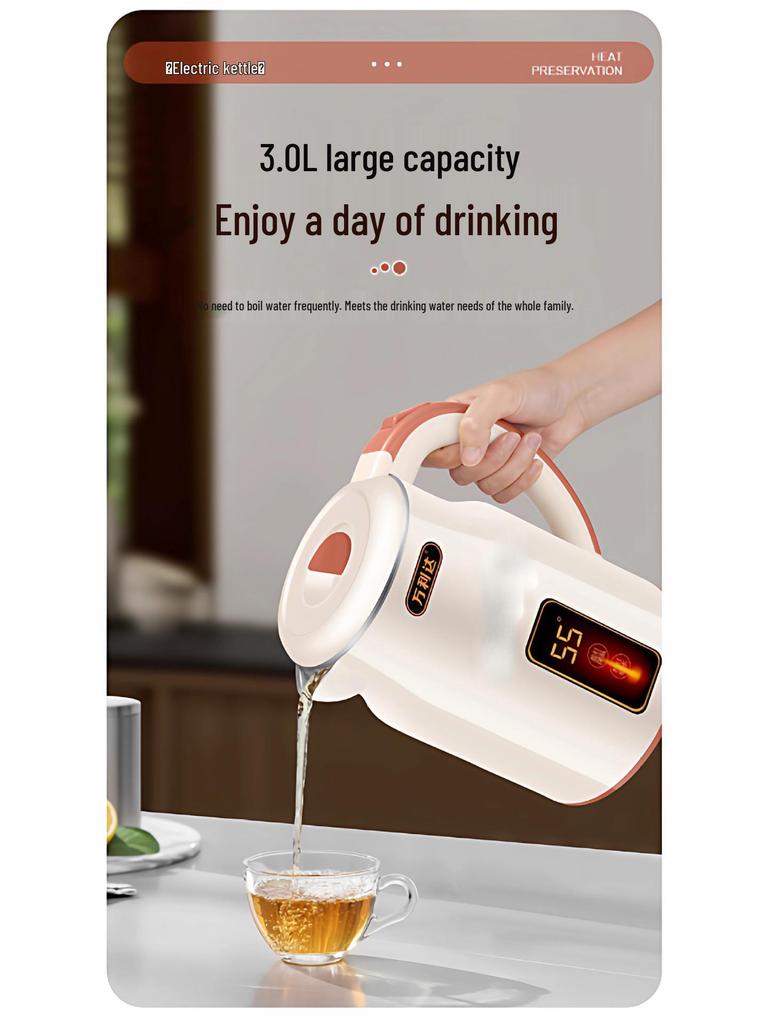 2025 Stainless Steel Electric Kettle with Keep Warm Function, Ideal for Dormitories, Water Boiler
