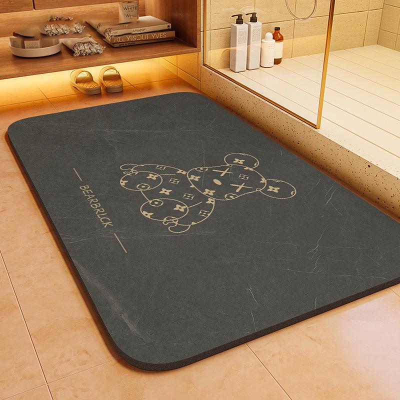 Simple Diatom Mud Mat Bathroom Moisture-wicking Slip-resistant Mat Toilet Door Toilet Washbasin Foot Mat Durable