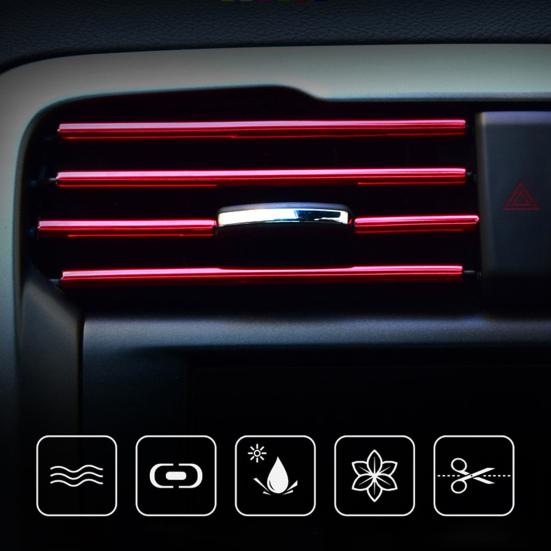 

Yousheng 20Pcs Car Air Outlet Decorative Strips U-Shaped Electroplating Automotive Vent Trim Strips Auto Interior