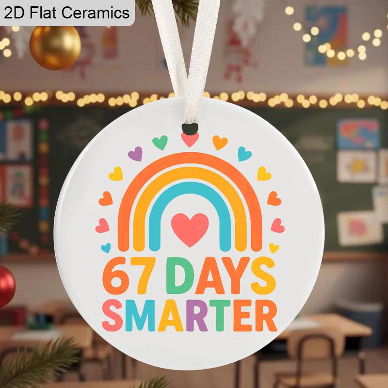 1pc/4pcs School Season, Six Seven Days of School, Smarter Teach Love Inspire Pattern, Ceramic Ornament Hanging Decor, Home Party Decor