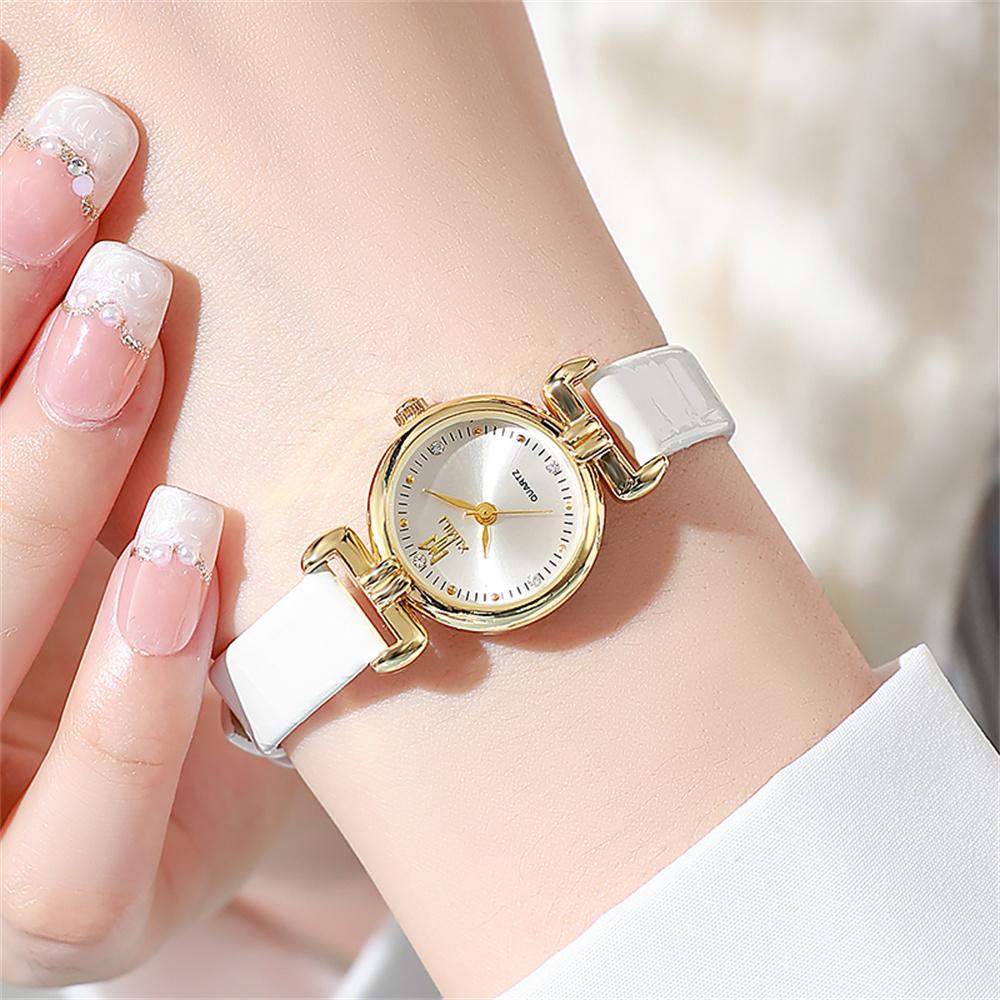 Ladies Simple Rhinestone Quartz Watch Leather Women Dress Clock Gift Wristwatch
