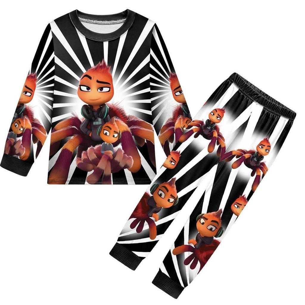 

Детский Аниме Мультяшный Принт Плохие Парни Повседневный Комплект Одежды Футболка с Длинными Рукавами и Брюки для Мальчиков и Девочек 160cm