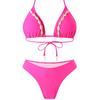 2025 Sexy Split Bikini: Solid Color Tie-Up Swimsuit for Women – European and American Style Holiday Wear