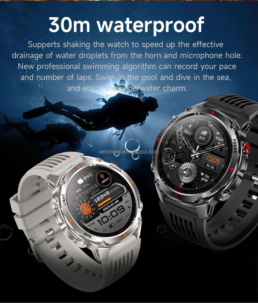 New Arrival GPS Sport Watch Compass Altitude Barometer 3ATM Waterproof FitcloudPro Smartwatch Health Tracker Phone Calls