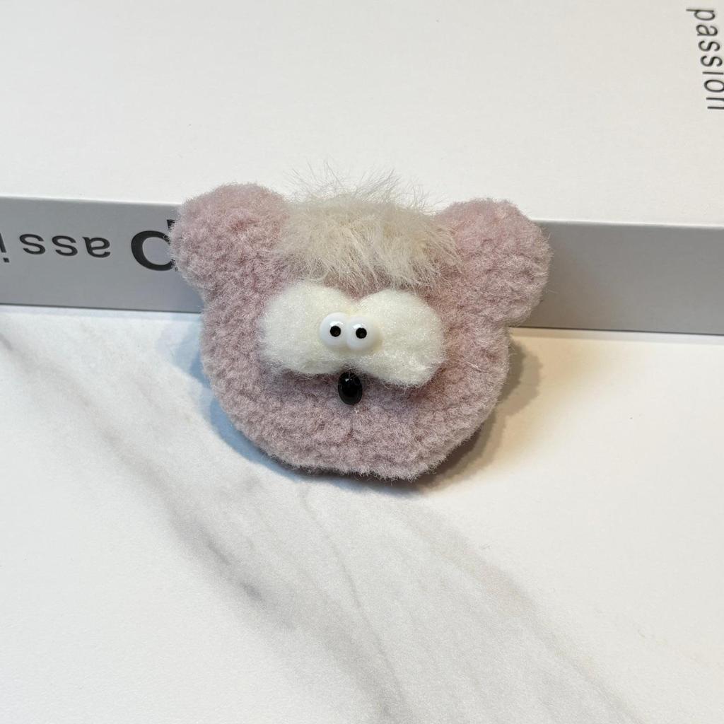 Korean Style Cute Big Ear Rabbit & Bear Plush Cartoon Brooch Hair Accessories for Autumn/Winter
