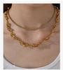 Europäische Retro 18K Gold Halskette für Damen - Hochwertiger schlichter Stil mit vielfältigen Designs und Edelstahlkette