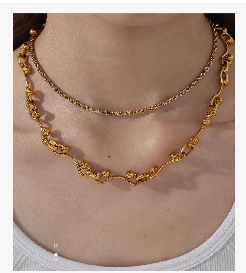 Europäische Retro 18K Gold Halskette für Damen - Hochwertiger schlichter Stil mit vielfältigen Designs und Edelstahlkette