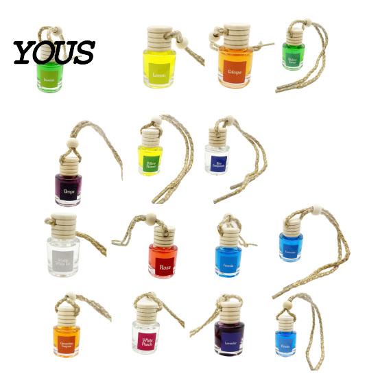 Compact Car Air Diffuser Hanging Aromatherapy, Glass Bottle with Volatile Wooden Stopper Diffuser, Portable Perfume Essential Oil Freshener