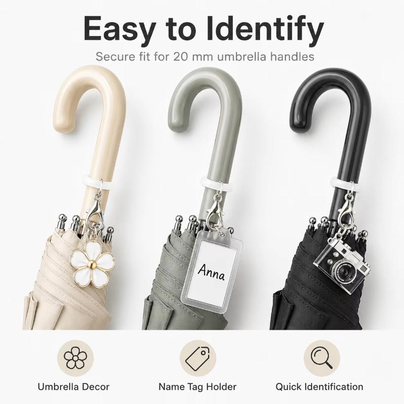 Silicone Umbrella Handle Rings Waterproof Long-Lasting 5/10 Pcs with Lobster Clasp for Daily Office Commuting Use