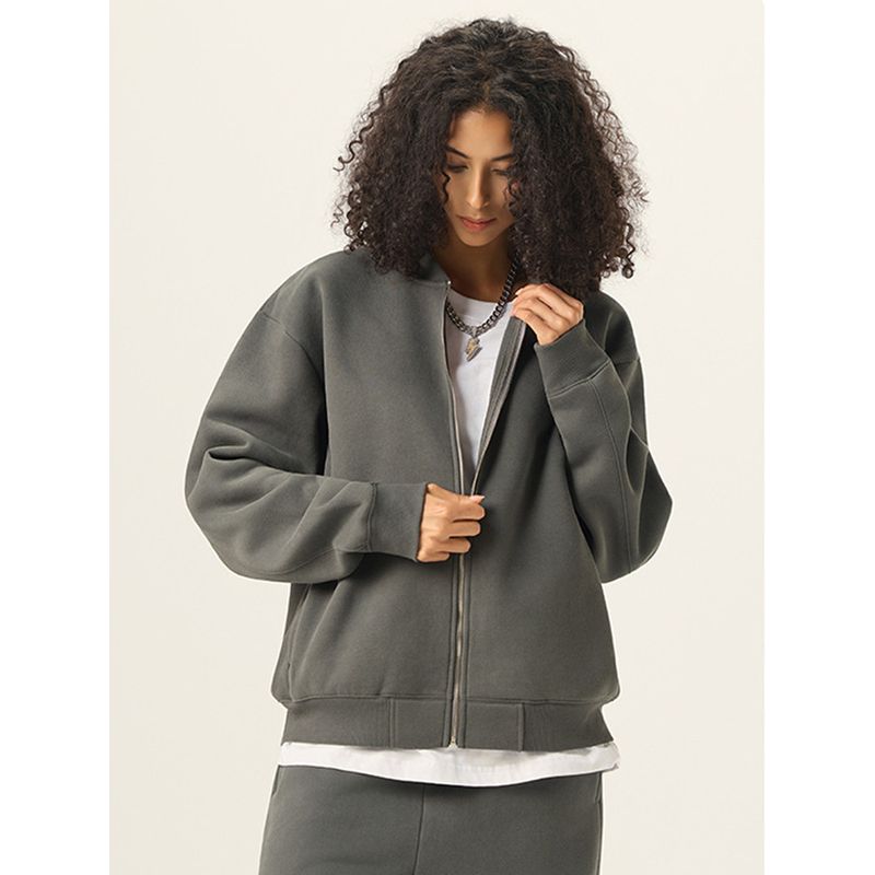 Baseball Collar Jacket for Men, Fleece-Lined, 2025 New Spring and Autumn Youth Trendy American Style Zip-Up Cardigan Sweatshirt for Men