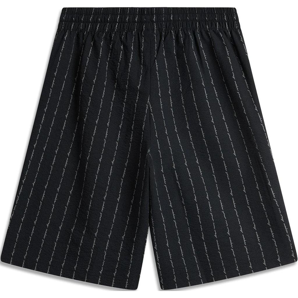 Li-Ning Wade Series Striped Letter Mid-Rise Comfortable Breathable Straight Casual Shorts Men shorts Black AKSU347-8