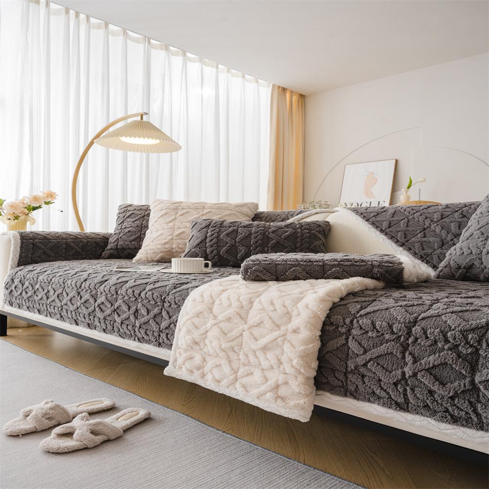 Simple Winter Sofa Cushion Plush Cushion Cushion Cover Towel Sofa Cover Anti-slip Thickening