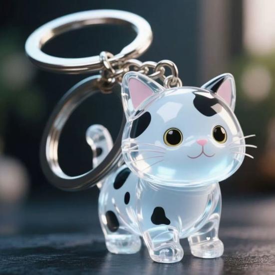 Keychain Pendant Transparent Cat Design Pet Hair Storage Box Key Chain Pet Hair Pendant Keyring Hair Storage Bottle Keychain