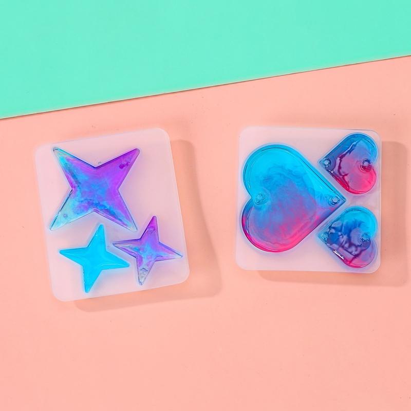 Hjärta Stjärna Epoxihartsform Väggdekoration Hängande Hänge Berlocker Hartsformar för DIY Pärlor Gardin Hantverk