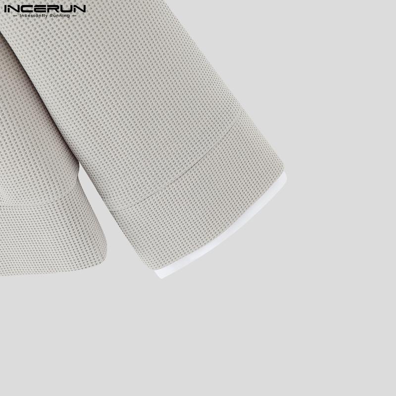 INCERUN Autumn Winter Men Patchwork Lapel Neck Long Sleeve Casual Texture Pullovers