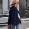 2025 Autumn/Winter Women's High Neck Loose Fashion Cape Sweater - Solid Color