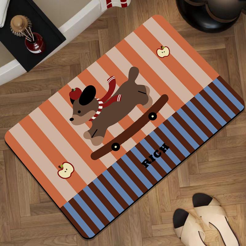 

Милый мультяшный полосатый коврик для пола в ванной из диатомовой грязи, бытовой абсорбирующий нескользящий туалет, ванная комната, дверь, абсорбирующий коврик для ног 40x60cm15.7x23.6in