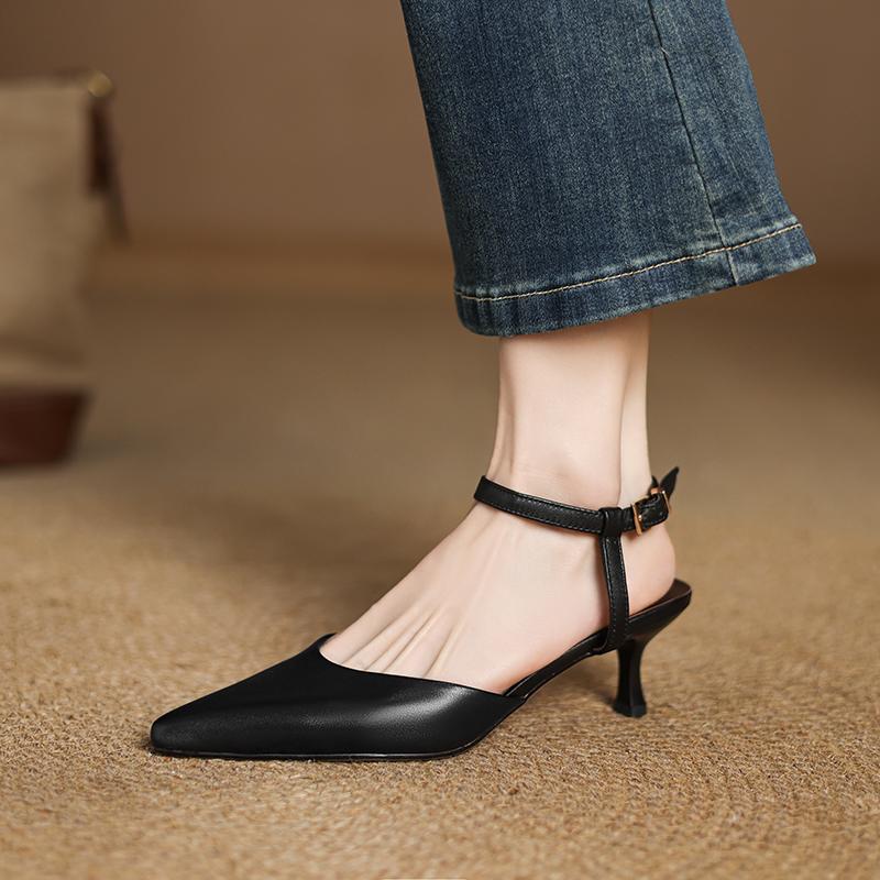 Fashion Ins Fashion New Women Horsehair Cow Pattern Kitten High Heels Party Wedding Shoes Woman Sexy Pointed Toe Slingback Pumps Sandals