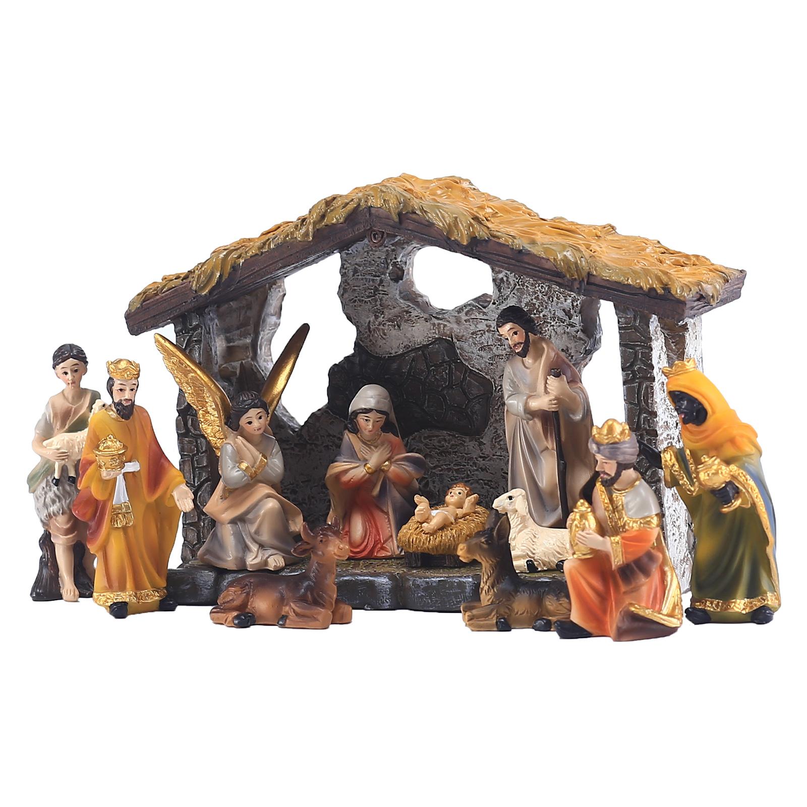 

Nativity Set Realistic Hand Painted Nativity Scene Resin Figurine Set for Xmas Tabletop Decor