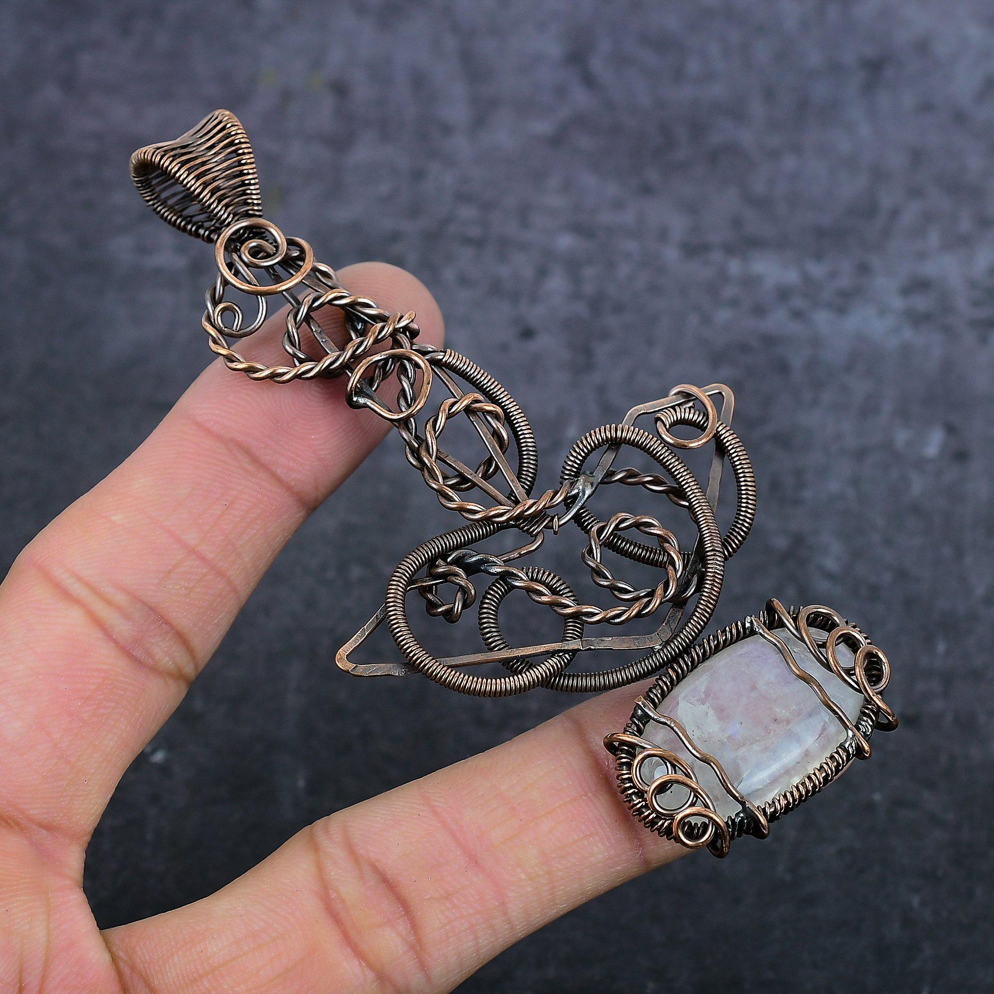 

Rose Quartz Handmade Copper Wire Wrap Jewelry Pendant 4.14 B4B74