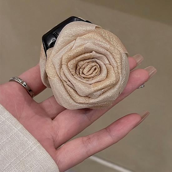 Hairpin Dry Rose Flower Decor Hair Clip with Imitation Pearls Half-Tie Hair Side-swept Hair Claw Vintage Style Hair Accessory