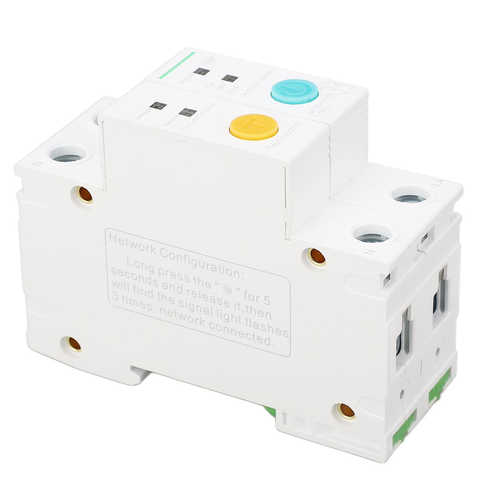 

WiFi Smart Circuit Breaker 2P Small Switch PA66 32A 230V 30mA Earth Leakage Protection