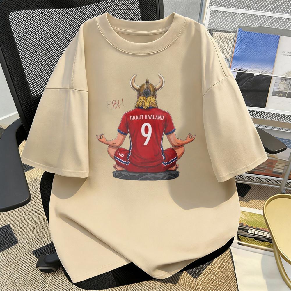 Vintage Retro Soccer Graphic Tee Short Sleeve Relaxed Fit Vikings Number 9 Lotus Pose Unisex T-Shirt Football Fan