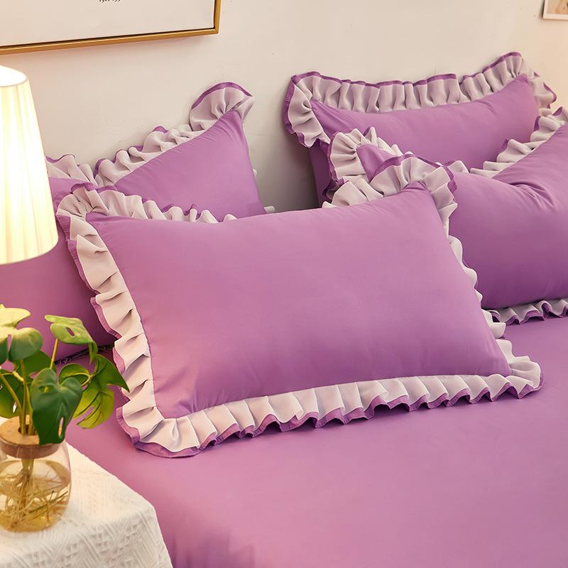 48*74cm Princess Style Pink Cake Layered Lace Pillowcase Splice Ruffle Edge Pillowcase European Style Hotel Home Bedding PillowsProtective Covers