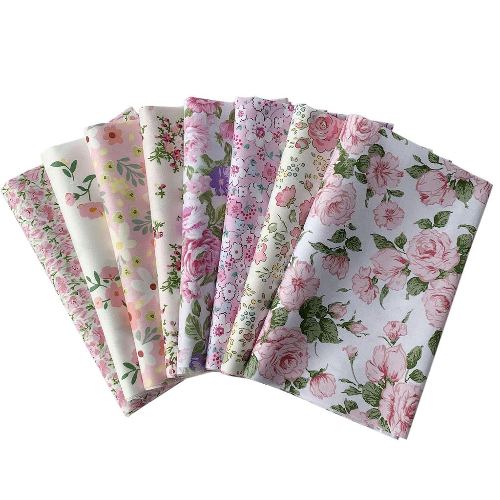 Set of 8 Floral Stylish Fabric Scraps for and Pink Fabric, 40x50cm, Crafts, Patchwork, More,