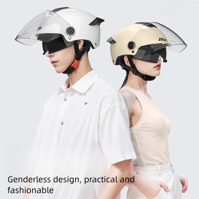 Doppellinsen-Elektromotorradhelm Elektrofahrrad Halbschalenhelm Sommer Sonnenschutz Sicherheitshelm für Damen Herren