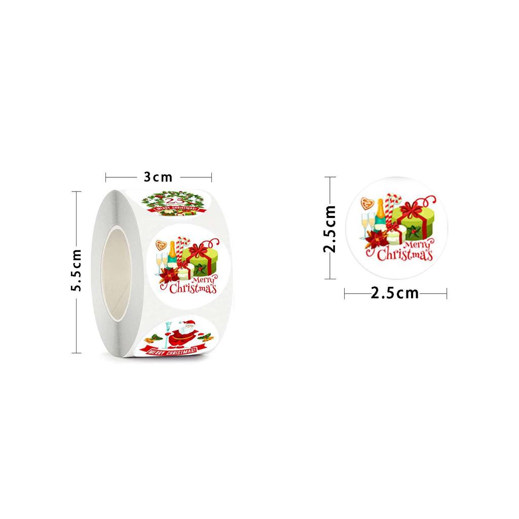 1 Roll with 500 Stickers Merry Christmas Stickers Cristmas Xmas Party Seal Labels Stickers For DIY Gifts Baking Package Envelope Stationery Decor