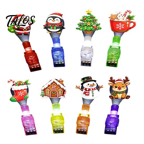 Snowman Reindeer Finger Lamps 24Pcs Christmas Projector Rings, LED Light‑Up Lights, Projection Rings for Kids Xmas Party Favors, Adjustable Stocking